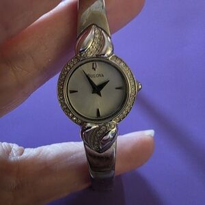 Bulova Women's Silver Watch with Crystal Accents